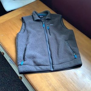 Patagonia XL Vest Fuzzy Sweater Soft Grey Blue